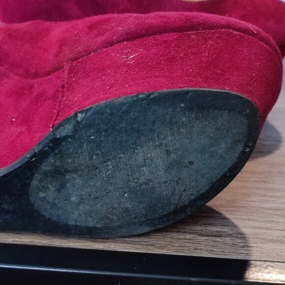 JustFab wedge burgundy suede size 7 - Picture 5 of 8